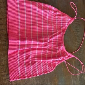 No Boundaries Hot Pink & White Striped Halter Tank